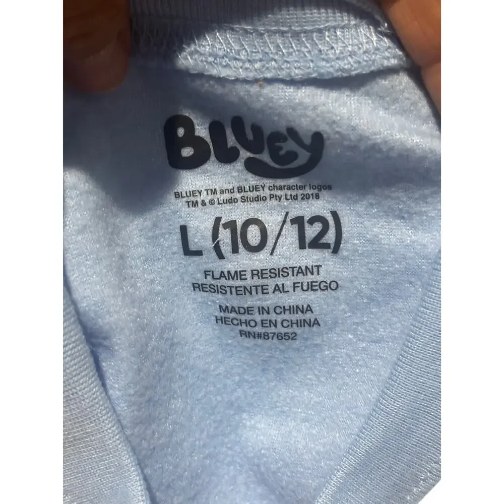 Bluey pajamas 10/12 fleece 100 polyester flame retardant worn once like new euc